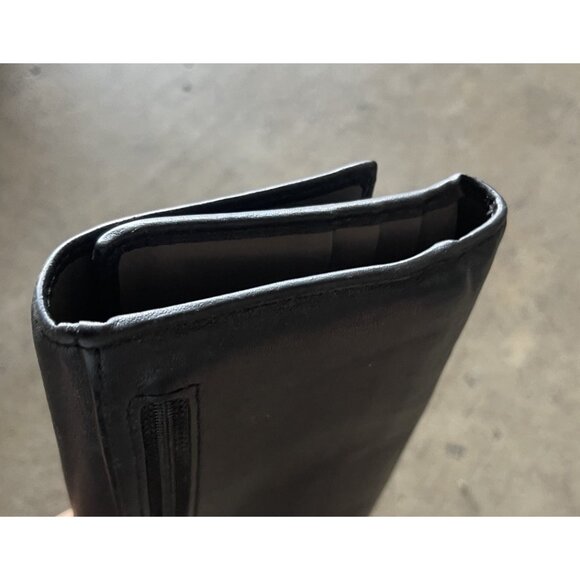 Coach Designer Black Gray Multi Pocket Flap Over Wallet Coin Zipper Pocket SZ 8” - Picture 10 of 16